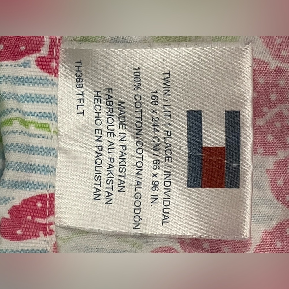 Tommy Hilfiger pink Hibiscus blue stripes Floral bed sheets bundle - Picture 5 of 10